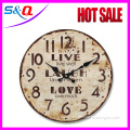 Antique color older year custom round wooden wall clock made in china